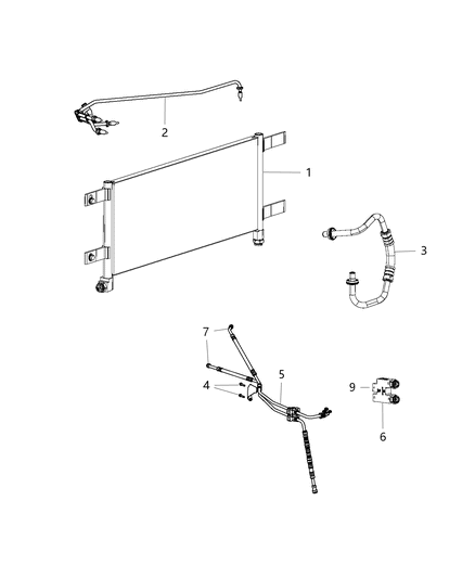 Hose And Tube Oil Cooler Pressure And Return Diagram for 68230431AA
