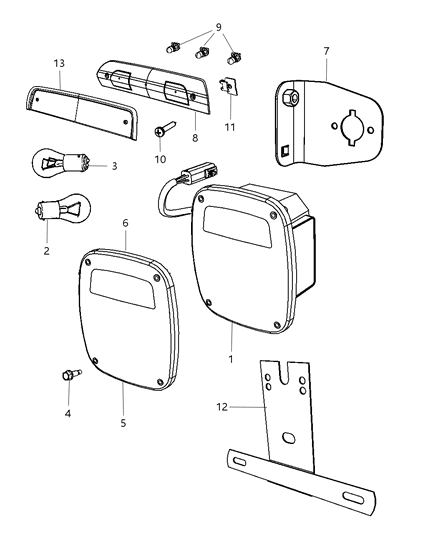 Plug Center High Mounted Stop Lamp Diagram for 68035318AA
