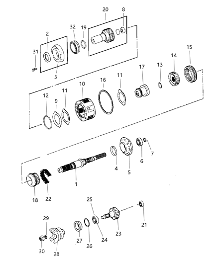 2021 Ram 1500 Classic Mainshaft Transfer Case Diagram for 5072345AA