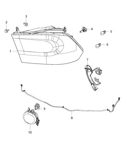 Lamp Headlamp Parking And Turn Diagram for 68270497AD