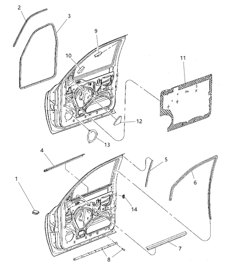 Seal Front Door Belt, Lower Diagram for 55257342AB