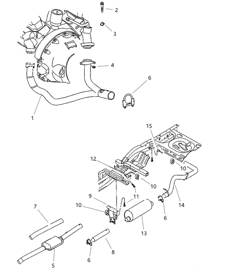 1985 Dodge Diplomat Support Muffler Diagram for 52103046