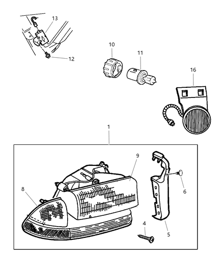 Lamp Headlamp Parking And Turn Diagram for 2AME55111A