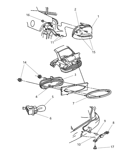 1999 Dodge Neon Gasket, High - Mounted Stop Lamp Diagram for 5261994