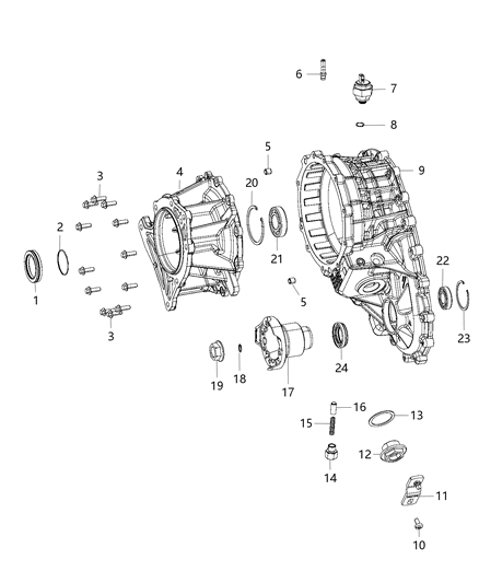 2005 Chrysler PT Cruiser Extension Transfer Case Diagram for 68384503AA