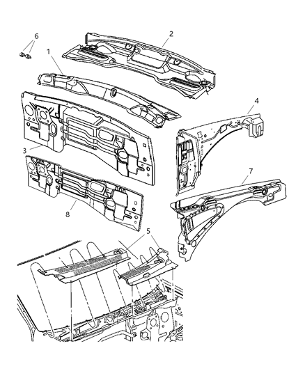 Cover Cowl Grille Diagram for 55156852AG