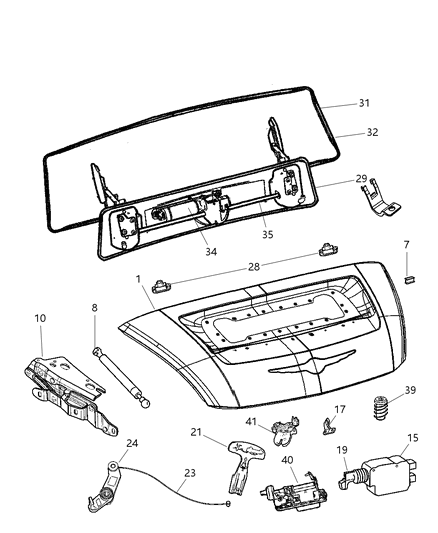 2008 Chrysler Crossfire Pivot Handle Operating Rod Emergency Handle Diagram for 5142207AA