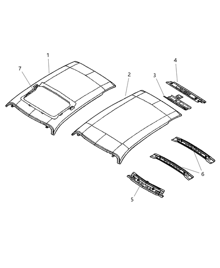 Roof Sunroof Diagram for 4724525AB