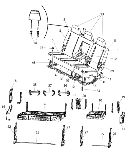 Cupholder Console Diagram for 1NN45XDVAA