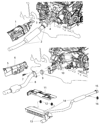 Silencer Tunnel Includes Black Fiber Board Diagram for 5115768AB