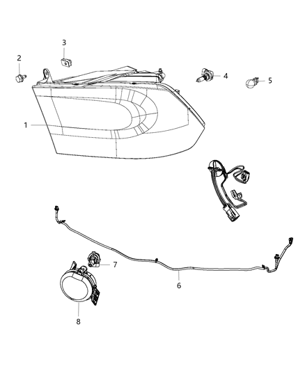 Lamp Headlamp Parking And Turn Diagram for 68324941AB