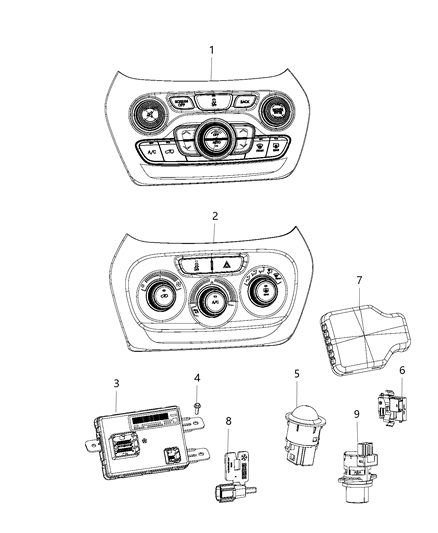 Center Stack Lower Diagram for 68285938AE