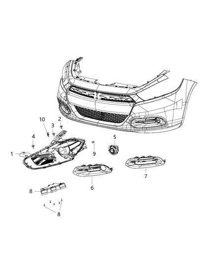 2016 Dodge Dart Headlamp Diagram for 68081391AJ