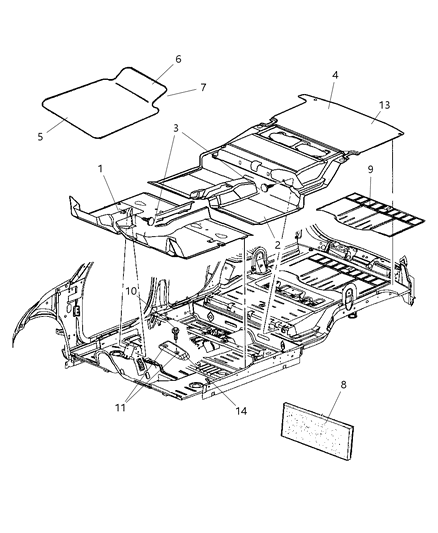 Carpet Passenger Floor, Passenger Side Diagram for TX14WL8AF