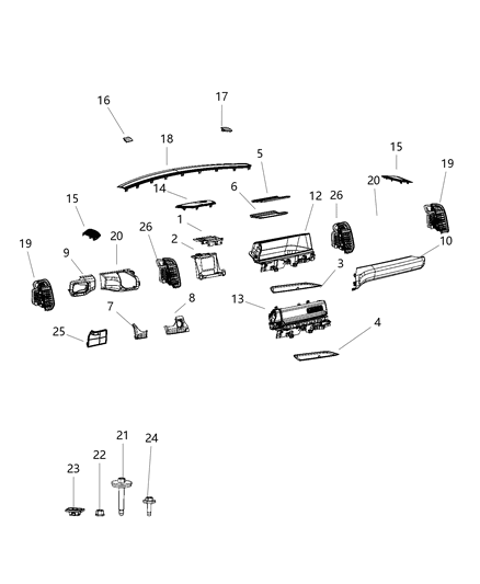 2019 Ram 4500 Grille Instrument Panel Speaker Left Diagram for 6NK19LC5AA