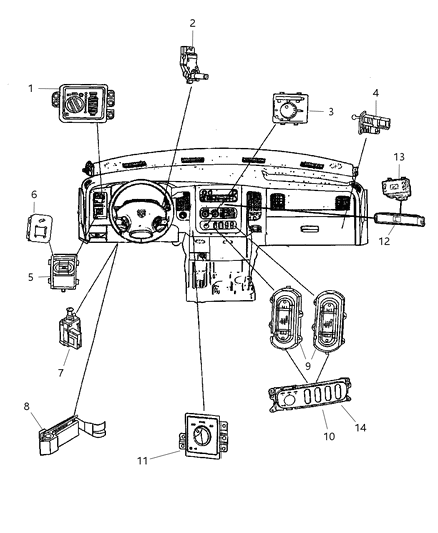 1999 Chrysler LHS Switch Transfer Case Mode Diagram for 68021674AA