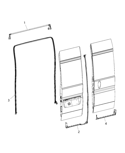 Weatherstrip Cargo Door Upper Diagram for 68229636AA