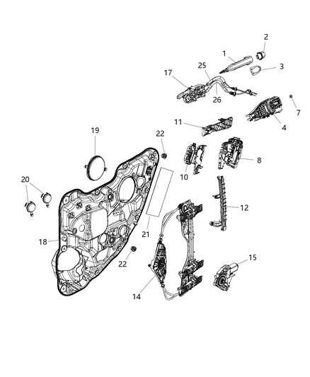 Cable Inside Handle To Latch Rear Door Diagram for 68227370AA