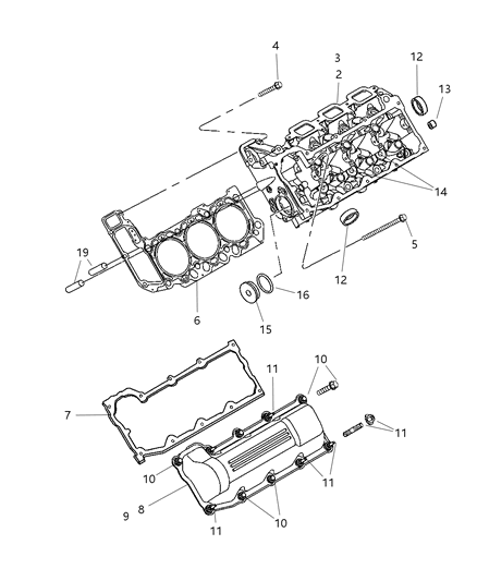 2004 Dodge Durango Head Cylinder Left Diagram for 53020987AB