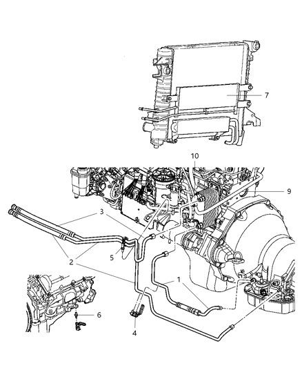 2006 Dodge Ram 3500 Tube Torque Converter Cooler Diagram for 5175552AC
