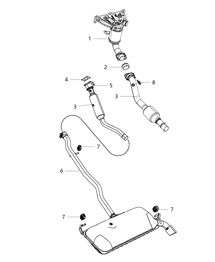 1995 Chrysler Sebring Muffler And Resonator Exhaust Diagram for 68142882AE