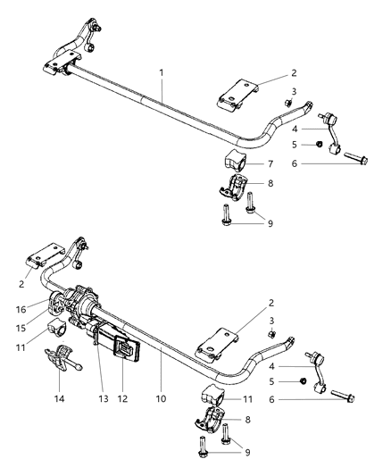 Actuator Stabilizer Bar Diagram for 68044411AA