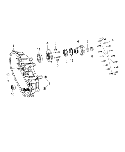 Case Transfer Case Rear Diagram for 68088046AA