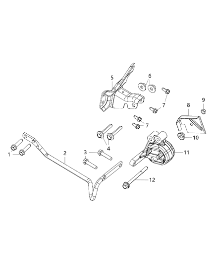 Bracket Engine Mount Diagram for 68170060AA