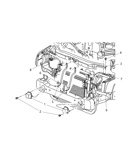 1986 Chrysler Town & Country Crossmember Radiator Diagram for 5143322AD