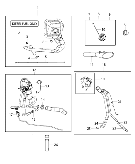 Hose Fuel Filler Diagram for 52122663AC