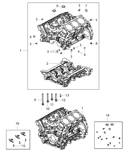 Block Engine Cylinder Bare Block Diagram for 68147089AA