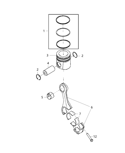 Bearing Kit Connecting Rod 1.00 Mm U/S Diagram for 68447900AA