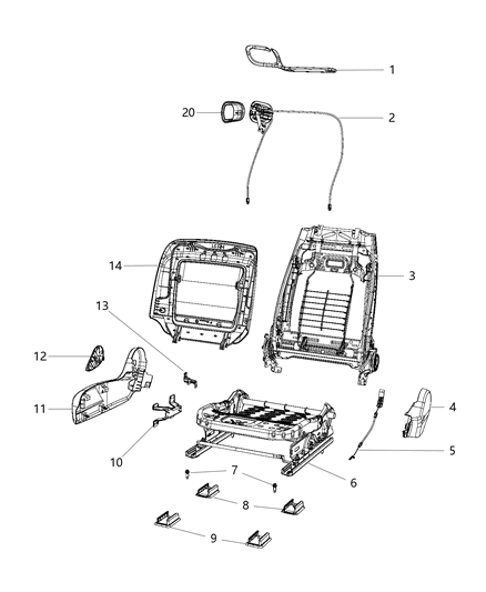 Cable Seat Back Release Diagram for 1VL54LR9AA