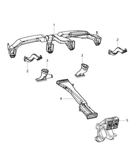 2020 Jeep Wrangler Duct Center Console Transfer Diagram for 68370017AA