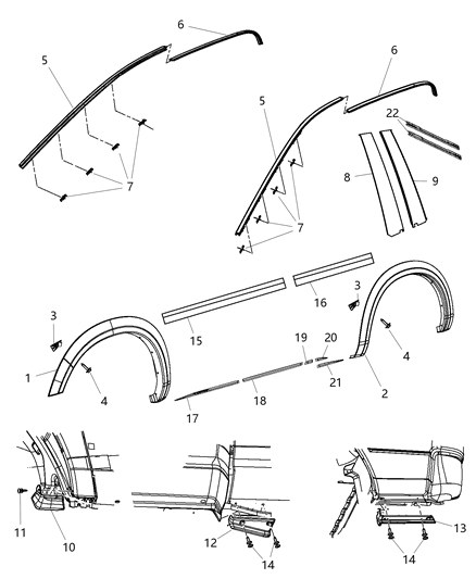 Molding Wheel Opening Flare Front Diagram for 1FV91RXFAC