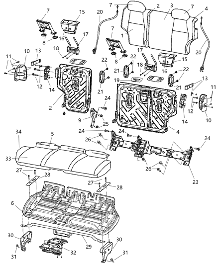 Bolt Seat Restraint Mounting Diagram for 5139636AA