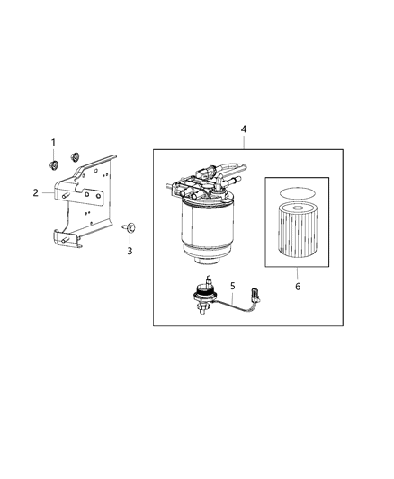 2014 Ram 5500 Filter Kit Fuel/Water Separator Diagram for 68197867AA