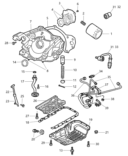 1996 Chrysler Town & Country Bolt Hexagon Head M8X1.25X40.00 Diagram for 6100307