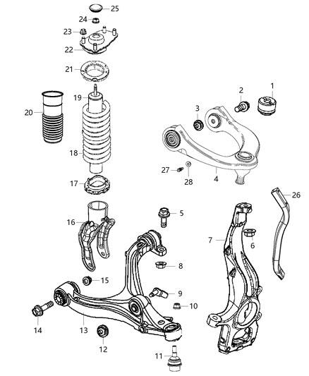 Shock Absorber Kit Suspension Front Diagram for 68223772AA