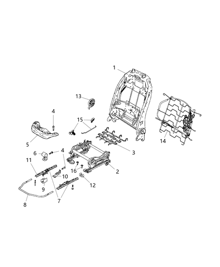 2016 Jeep Renegade Frame Front Seat Back Diagram for 68277263AA