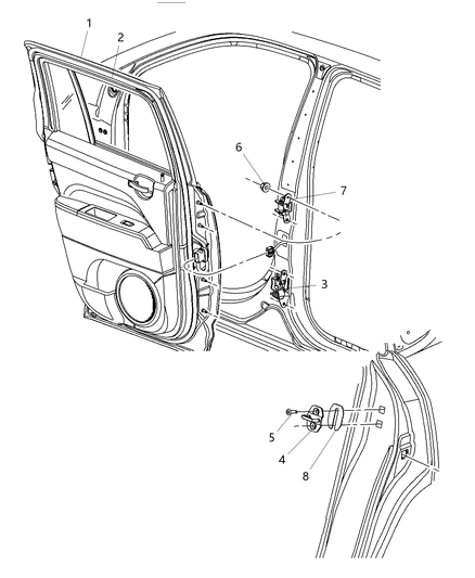 2013 Jeep Compass Door Rear Diagram for 68079389AC