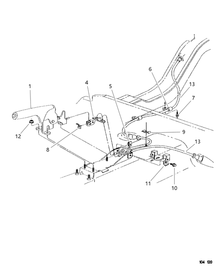 2022 Chrysler Pacifica Equalizer Parking Brake Cable Diagram for 4764531AA