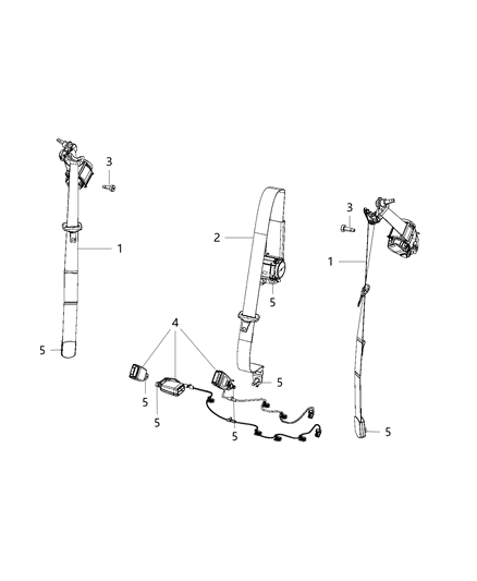 Belt And Retractor 2ND Row Seat Center Diagram for 6EJ58DX9AB