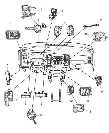 2009 Chrysler PT Cruiser Switch Transfer Case Mode Diagram for 56049455AC