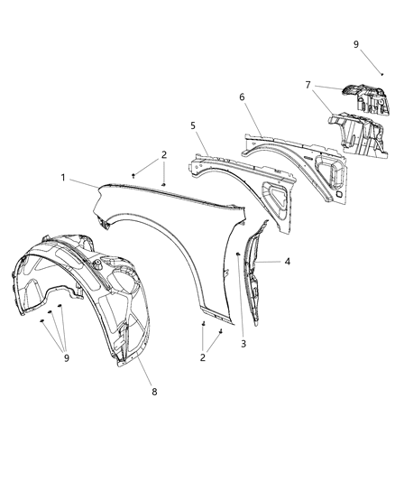 Shield Splash Front Diagram for 68205932AF