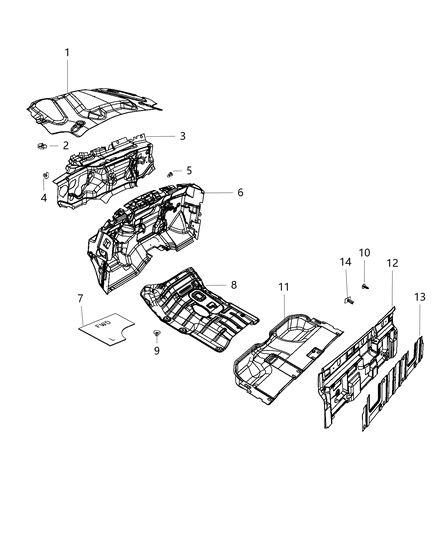 2019 Ram 1500 Silencer Floor Pan Under Rear Seat Diagram for 68245835AC
