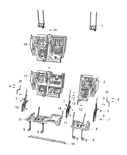 Active Head Restrain Mechanism, Rear Diagram for 68333108AB