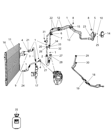 Gasket A/C Line Diagram for 5161788AA