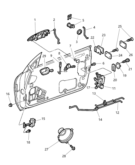 1987 Dodge Grand Caravan Clip, Latch Remote Control To Inside Panel Diagram for 4673358