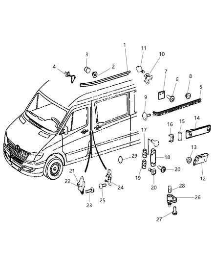 Slider Body Hardware Diagram for 68033760AA
